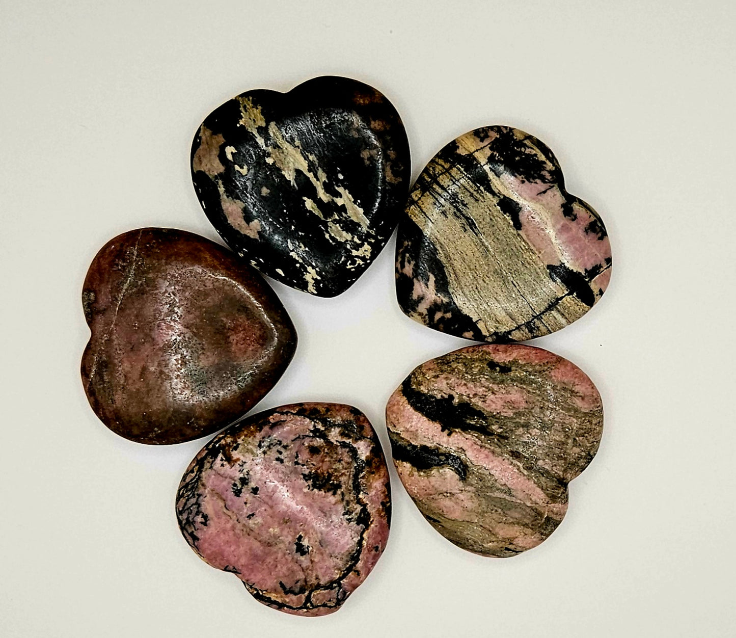 Small Heart Palm Stone Rhodonite