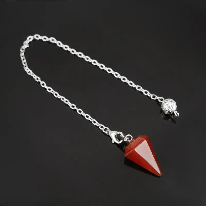 Hexagonal Pointed Reiki Chakra Pendant Pendulum-Red Carnelian