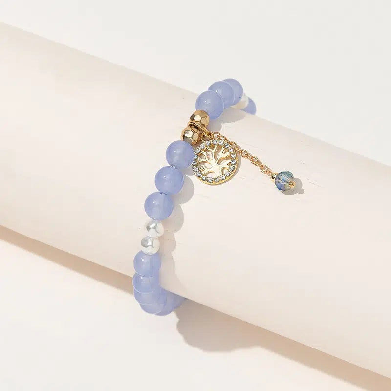 Blue Beaded Tree of Life Bracelet