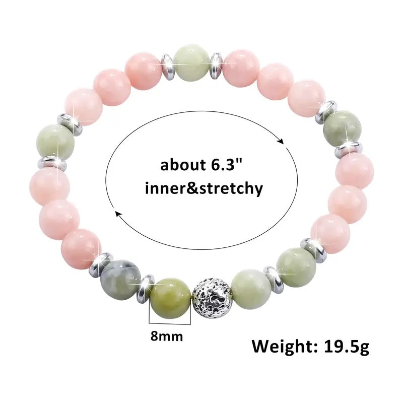 Beaded Rose Quartz & Moss Agate Bracelet