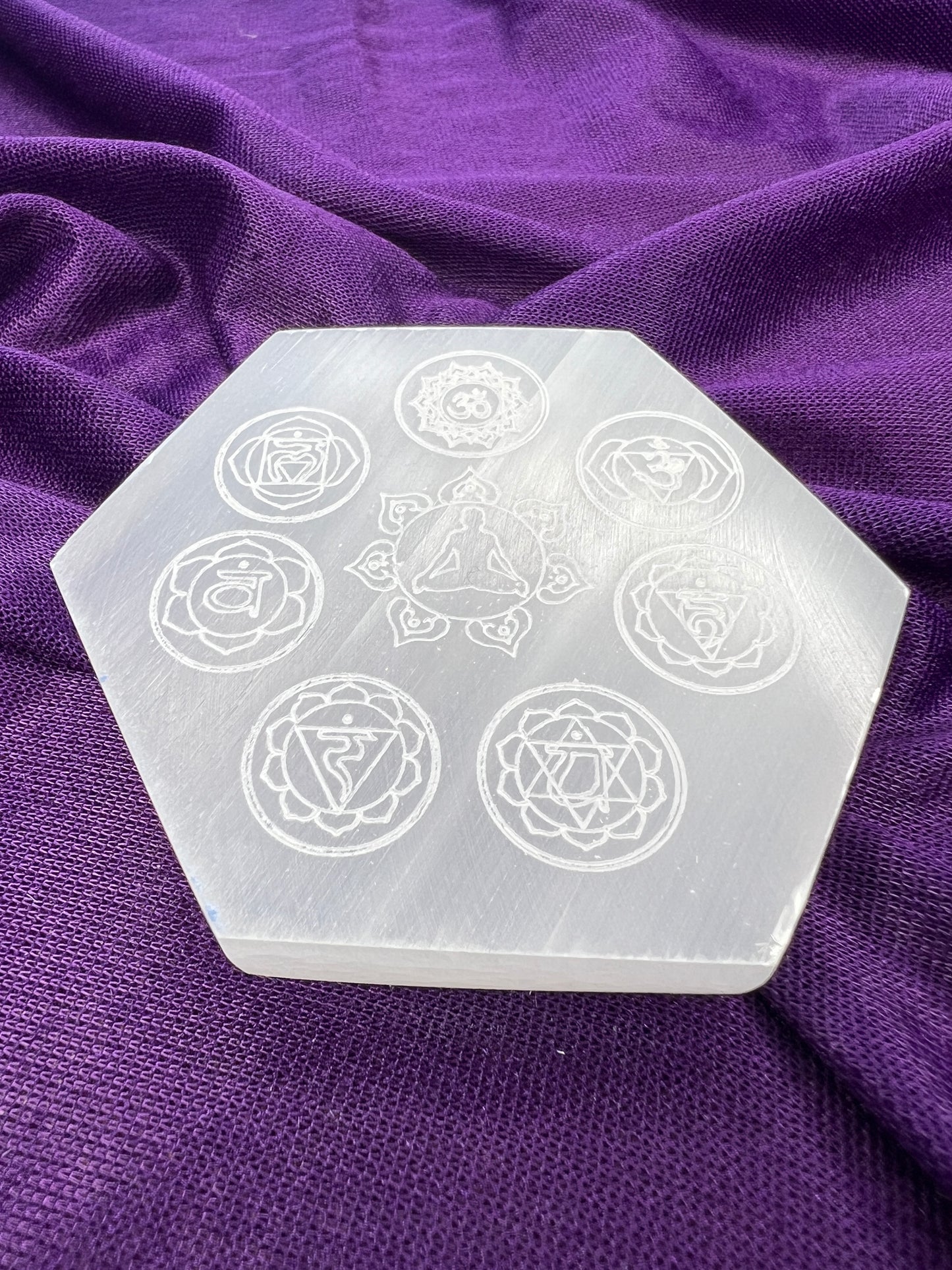 Selenite Hexagonal Chakra Plate