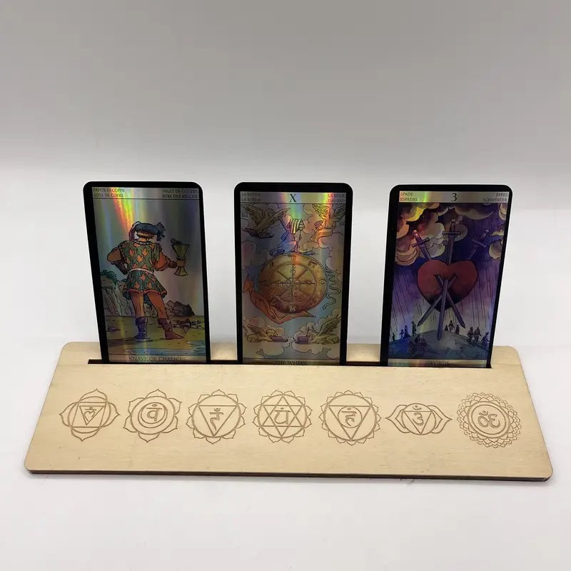 Wooden Tarot Board Seven Chakra Natural Finish