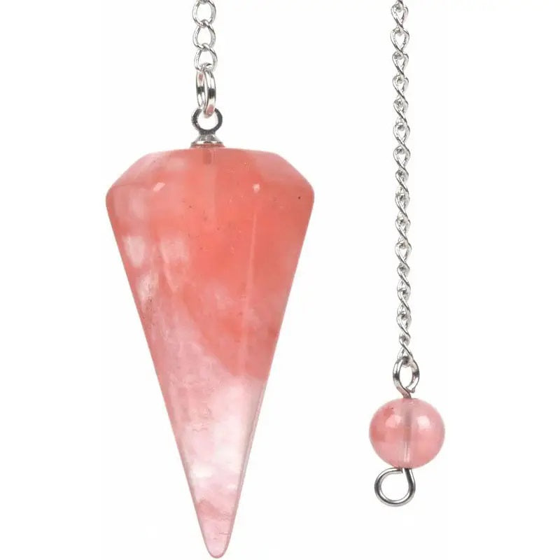 Hexagonal Pointed Reiki Chakra Pendant Pendulum-Watermelon Stone