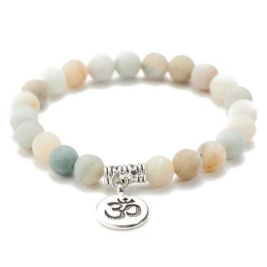 Frosted Amazonite Om Bracelet