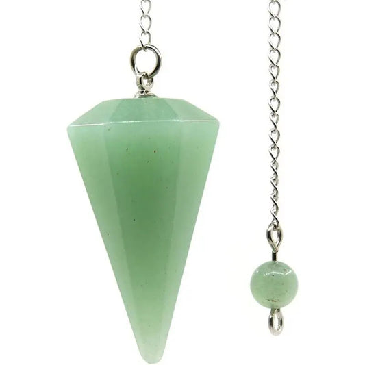 Hexagonal Pointed Reiki Chakra Pendant Pendulum-Green Aventurine